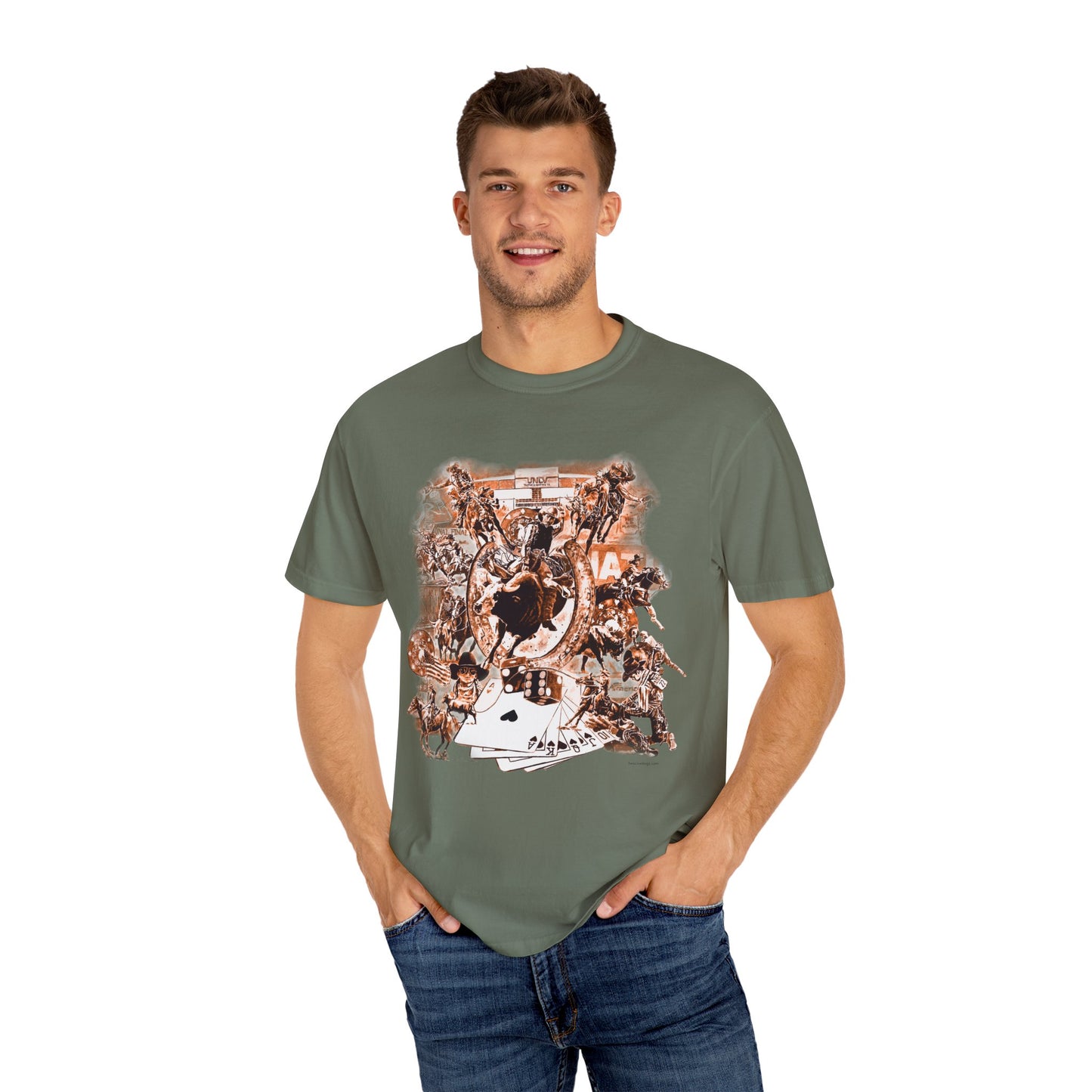 Vegas Rodeo Collage Garment Dyed T-Shirt