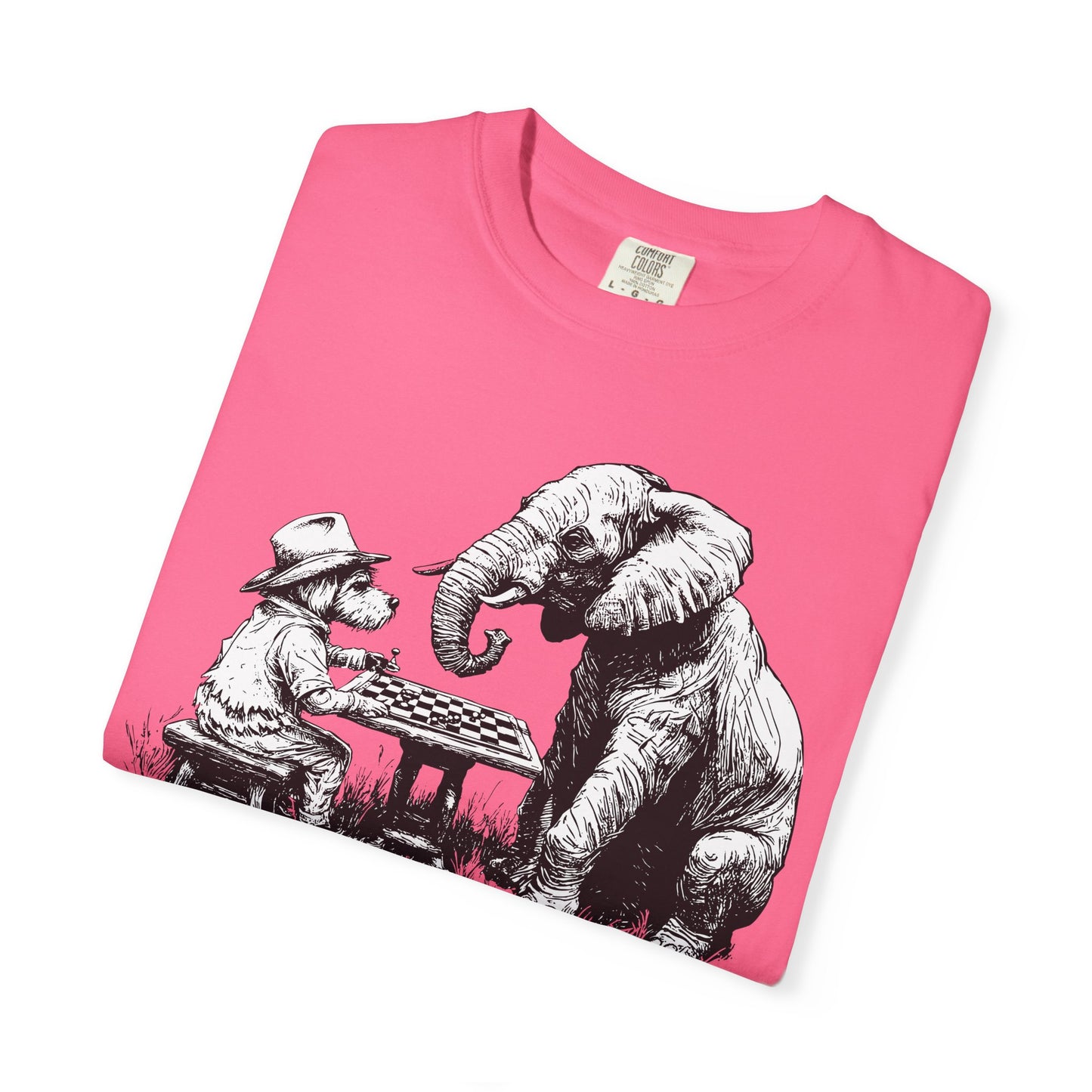 Chess Playing Dog and Elephant Unisex Garment-Dyed T-shirt